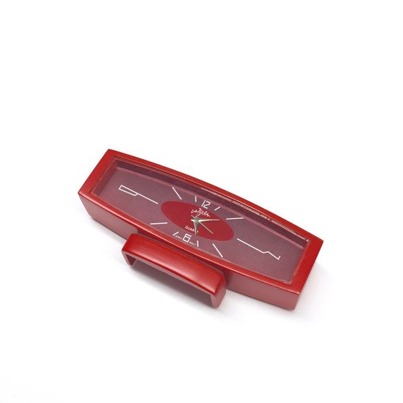 Miniature Red Mini Retro TV style clock, QUARTZ Japan Movement, La Brea, New - Picture 6 of 8